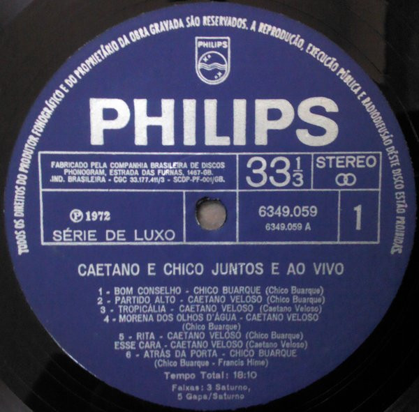 Caetano Veloso E Chico Buarque - Juntos E Ao Vivo | Philips (6349 059) - 3