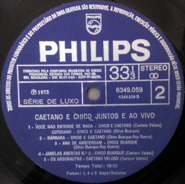 Caetano Veloso E Chico Buarque - Juntos E Ao Vivo | Philips (6349 059) - 4