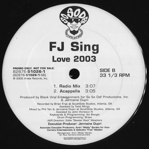 FJ Sing - Love 2003 | Arista (82876-51026-1) - 2 FJ Sing - Love 2003 | Arista (82876-51026-1) - 2