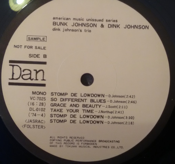 Bunk Johnson , Ollie "Dink" Johnson - American Music By | DAN (VC-7025) - 4 Bunk Johnson , Ollie "Dink" Johnson - American Music By | DAN (VC-7025) - 4