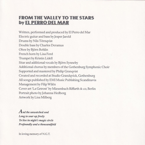 El Perro Del Mar - From The Valley To The Stars | Memphis Industries (MI1050682) - 3