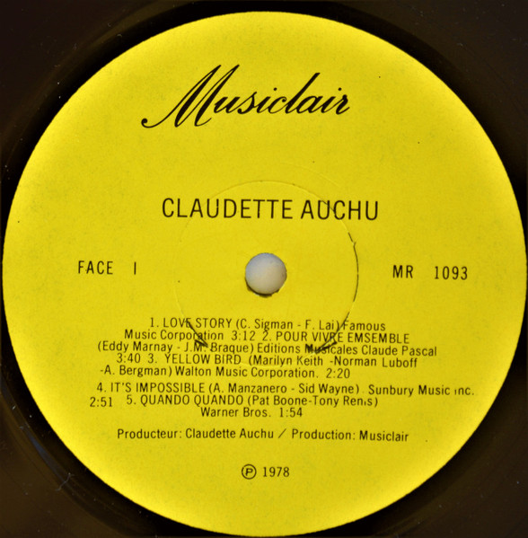 Claudette Auchu - Les Meilleurs Succès [Vinyl] | Musiclair (MR-1093) - 3