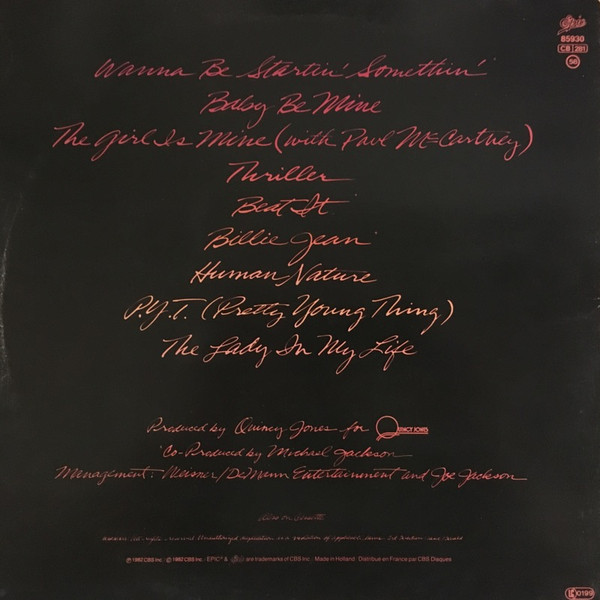 Michael Jackson - Thriller | Epic (EPC 85930) - 3