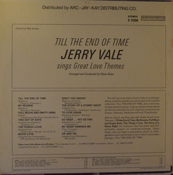 Jerry Vale - Till The End Of Time | Columbia Special Products (C 11259) - 2 Jerry Vale - Till The End Of Time | Columbia Special Products (C 11259) - 2