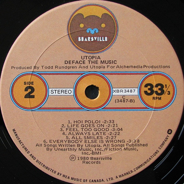Utopia - Deface The Music | Bearsville (XBR 3487) - 2 Utopia - Deface The Music | Bearsville (XBR 3487) - 2