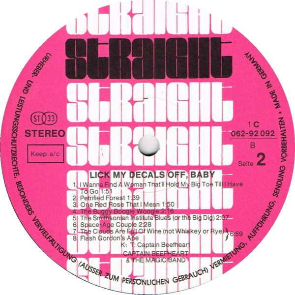 Captain Beefheart & The Magic Band - Lick My Decals Off, Baby | Straight (1C 062-92 092) - 4 Captain Beefheart & The Magic Band - Lick My Decals Off, Baby | Straight (1C 062-92 092) - 4
