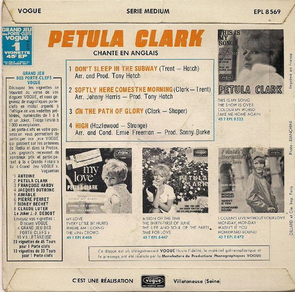 Petula Clark - Don't Sleep In The Subway | Disques Vogue (EPL. 8569) - 2