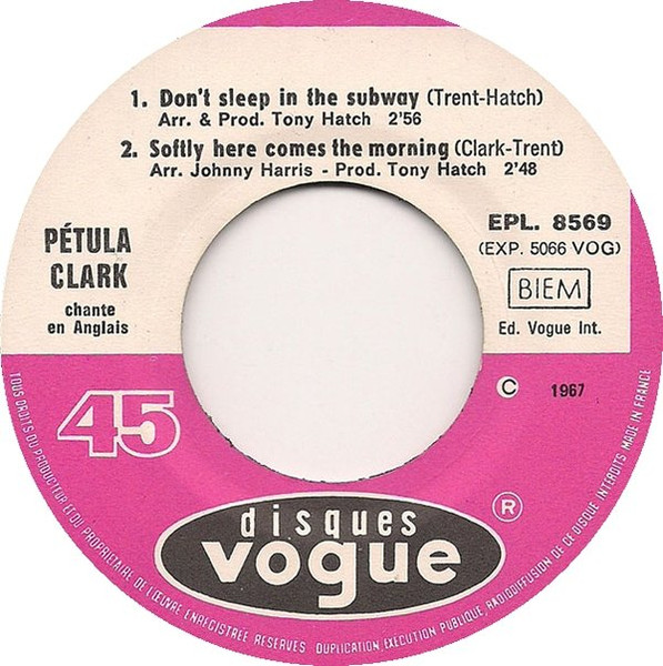 Petula Clark - Don't Sleep In The Subway | Disques Vogue (EPL. 8569) - 3