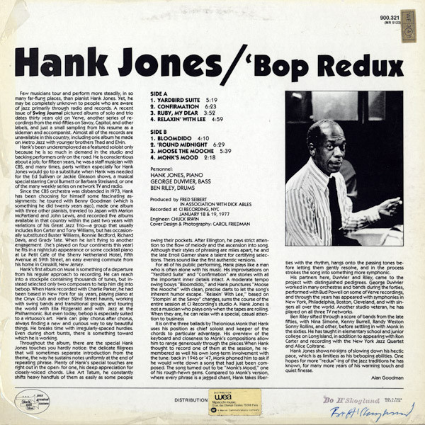 Hank Jones - Bop Redux | Muse Records (900.321) - 2 Hank Jones - Bop Redux | Muse Records (900.321) - 2