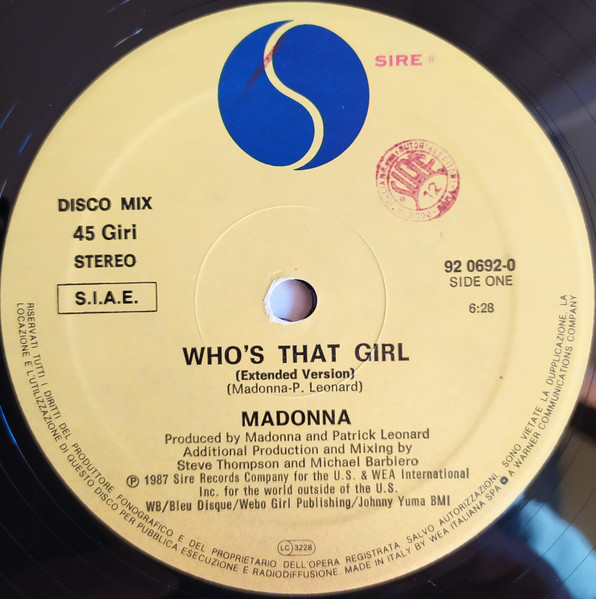 Madonna - Who's That Girl (Extended Version) | Sire (92 0692-0) - 3