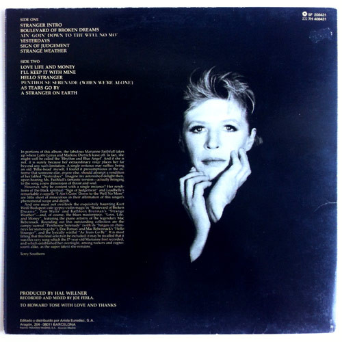 Marianne Faithfull - Strange Weather | Island Records (5F 208431) - 3