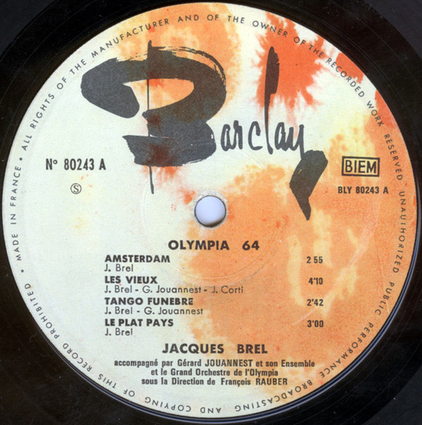 Jacques Brel - Olympia 64 (10") [Vinyl] | Barclay (80 243 Ⓢ) - 3