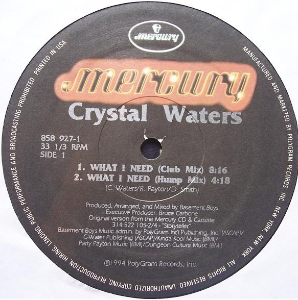 Crystal Waters - What I Need | Mercury (858 927-1) - 2 Crystal Waters - What I Need | Mercury (858 927-1) - 2