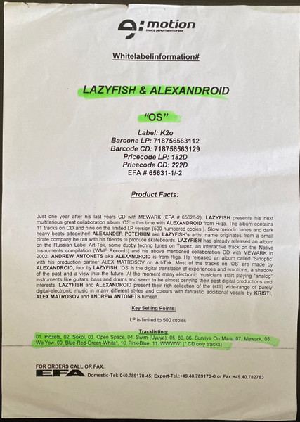 Lazyfish & Alexandroid - OS | K2 O Records (K2 O-31) - 3 Lazyfish & Alexandroid - OS | K2 O Records (K2 O-31) - 3