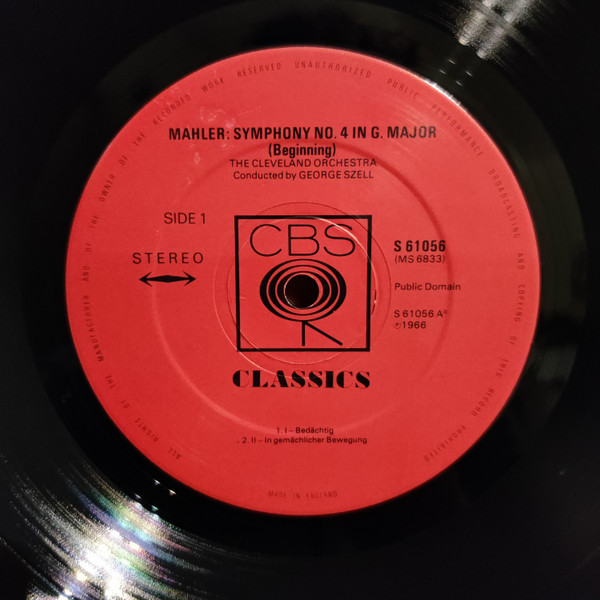 Gustav Mahler , George Szell , The Cleveland Orchestra , Judith Raskin - Mahler Symphony No.4 | CBS Classics (S 61056) - 3