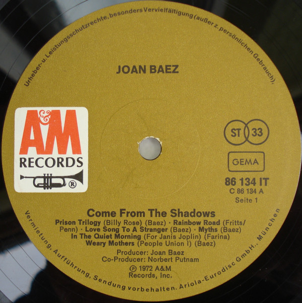 Joan Baez - Come From The Shadows | A&M Records (86 134 IT) - 2