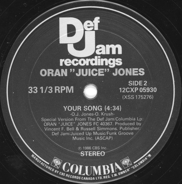 Oran 'Juice' Jones - The Rain | Def Jam Recordings (12CXP 05930) - 2 Oran 'Juice' Jones - The Rain | Def Jam Recordings (12CXP 05930) - 2