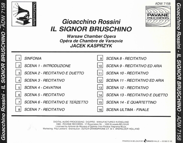 Gioacchino Rossini , Warszawska Opera Kameralna , Jacek Kaspszyk - Il Signor Bruschino | Pavane Records (ADW 7158) - 2