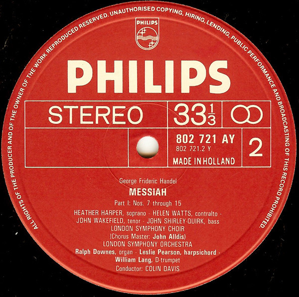 Georg Friedrich Händel , Heather Harper , Helen Watts , John Wakefield , John Shirley-Quirk , London Symphony Orchestra And London Symphony Chorus , Sir Colin Davis - Messiah | Philips (C 71 AX 300) - 3 Georg Friedrich Händel , Heather Harper , Helen Watts , John Wakefield , John Shirley-Quirk , London Symphony Orchestra And London Symphony Chorus , Sir Colin Davis - Messiah | Philips (C 71 AX 300) - 3