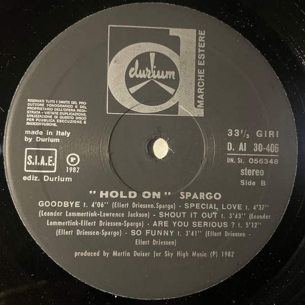 Spargo - Hold On | Durium (DA I 30406) - 4 Spargo - Hold On | Durium (DA I 30406) - 4