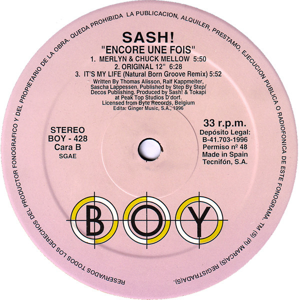 Sash! - Encore Une Fois | Boy Records (BOY-428) - 4