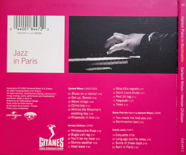Various - Harlem Piano In Montmartre | Gitanes Jazz Productions (018 447-2) - 2 Various - Harlem Piano In Montmartre | Gitanes Jazz Productions (018 447-2) - 2