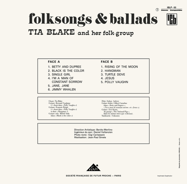 Tia Blake And Her Folk-Group - Folksongs & Ballads | Ici Bientôt (IBLP-03) - 2 Tia Blake And Her Folk-Group - Folksongs & Ballads | Ici Bientôt (IBLP-03) - 2