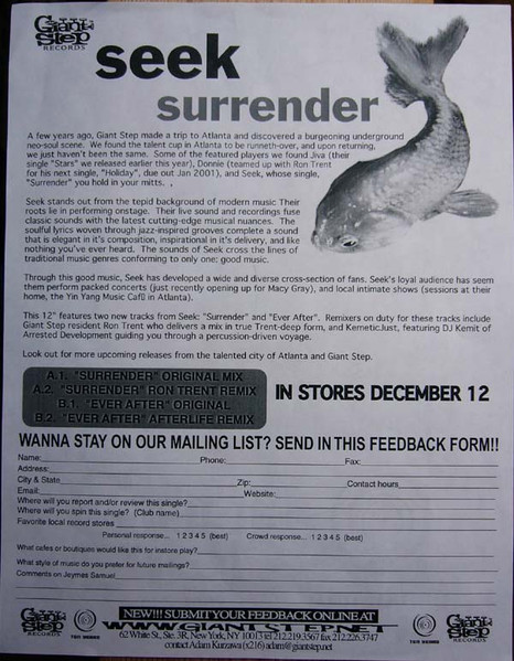 Seek - Surrender | Giant Step Records (GSTP 7007-1) - 3 Seek - Surrender | Giant Step Records (GSTP 7007-1) - 3