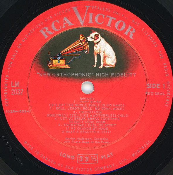 Marian Anderson - Spirituals [Vinyl] | RCA Victor Red Seal (LM 2032) - 3