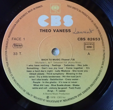 Theo Vaness - Back To Music | CBS (CBS 82653) - 4 Theo Vaness - Back To Music | CBS (CBS 82653) - 4