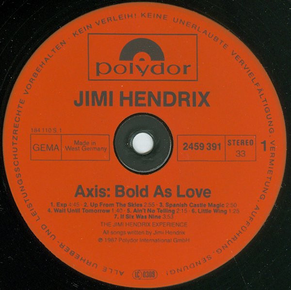 The Jimi Hendrix Experience - Axis: Bold As Love | Polydor (2459 391) - 4 The Jimi Hendrix Experience - Axis: Bold As Love | Polydor (2459 391) - 4