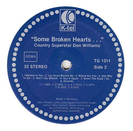 Don Williams - Some Broken Hearts... | K-tel (TG 1311) - 4