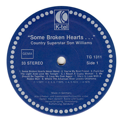 Don Williams - Some Broken Hearts... | K-tel (TG 1311) - 3