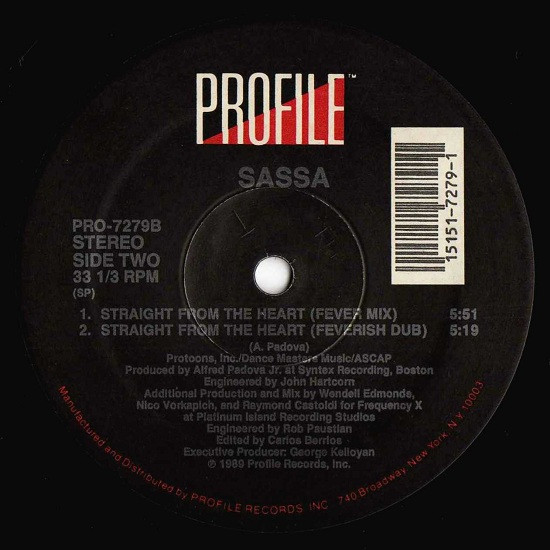 Sassa - Straight From The Heart | Profile Records (PRO-7279) - 2