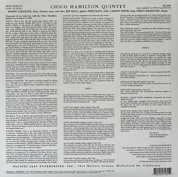The Chico Hamilton Quintet - Chico Hamilton Quintet | Pacific Jazz (PJ-1209) - 2 The Chico Hamilton Quintet - Chico Hamilton Quintet | Pacific Jazz (PJ-1209) - 2