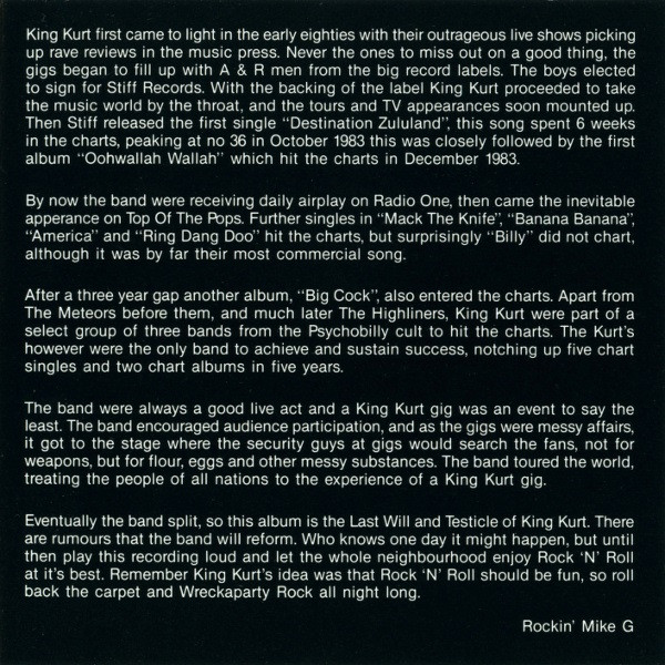 King Kurt - The Best Of King Kurt - The Last Will And Testicle! 1981-1988 | Dojo Limited (DOJO CD 68) - 4