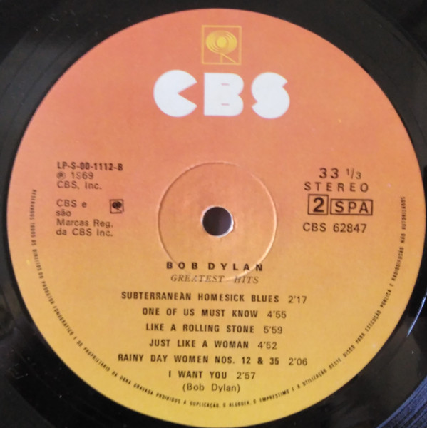 Bob Dylan - Greatest Hits | CBS (62847) - 4
