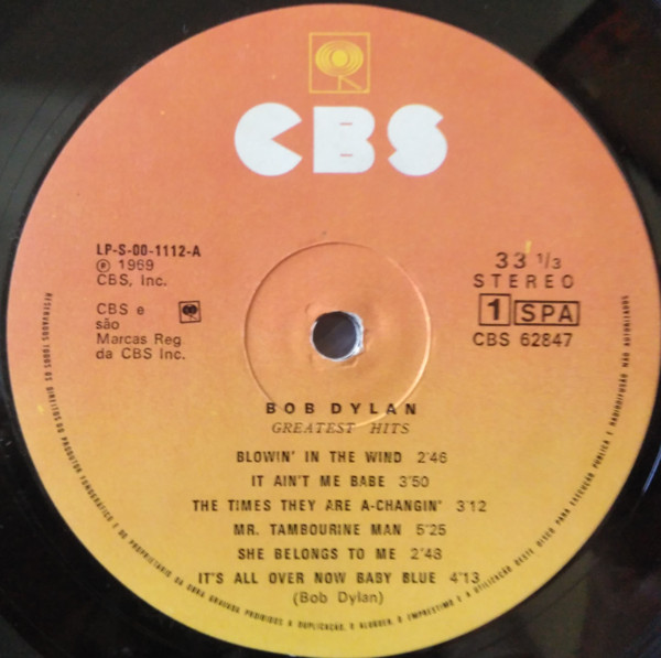 Bob Dylan - Greatest Hits | CBS (62847) - 3