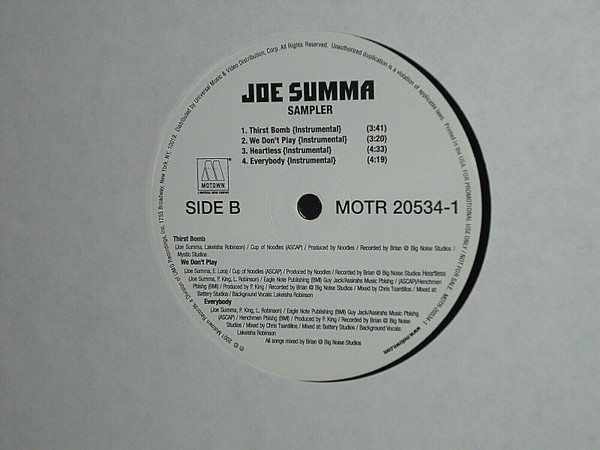 Joe Summa - Sampler | Motown (MOTR 20534-1) - 2