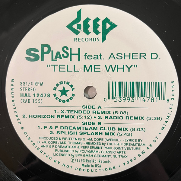 Splash Feat. Asher D. - Tell Me Why | Deep Records (HAL 12478)