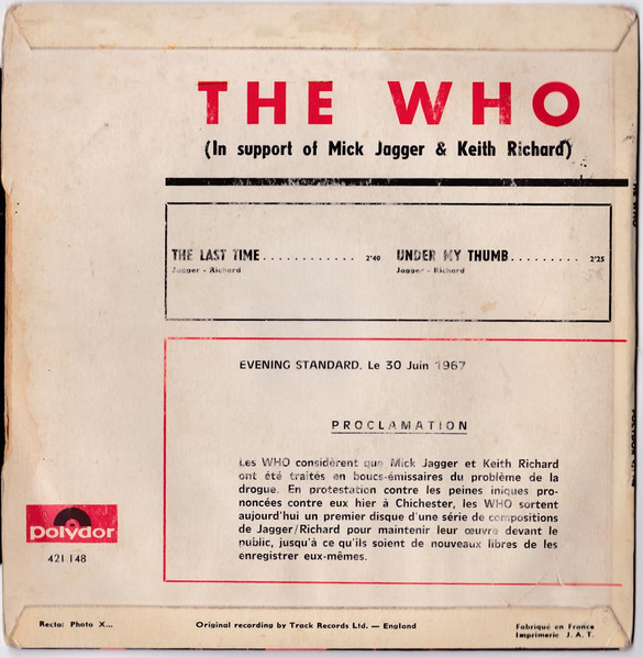 The Who - The Last Time / Under My Thumb | Polydor (421 148) - 2