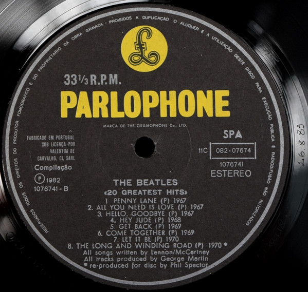 The Beatles - 20 Greatest Hits | Parlophone (11C 082-07674) - 2