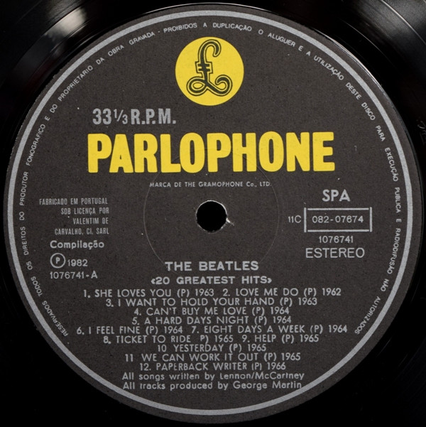 The Beatles - 20 Greatest Hits | Parlophone (11C 082-07674) - main