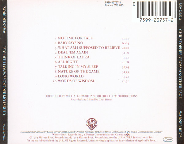Christopher Cross - Another Page | Warner Bros. Records (7599-23757-2) - 2 Christopher Cross - Another Page | Warner Bros. Records (7599-23757-2) - 2
