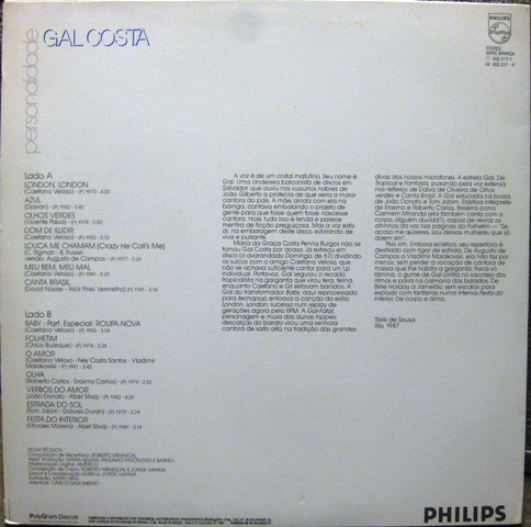 Gal Costa - Personalidade | Philips (832 217-1) - 2