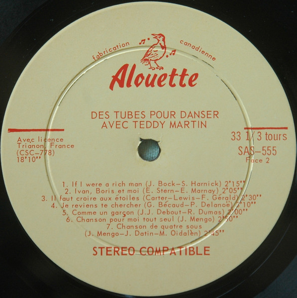 The Teddy Martin Dance Orchestra - Des Tubes Pour Danser | Alouette (SAS-555) - 4