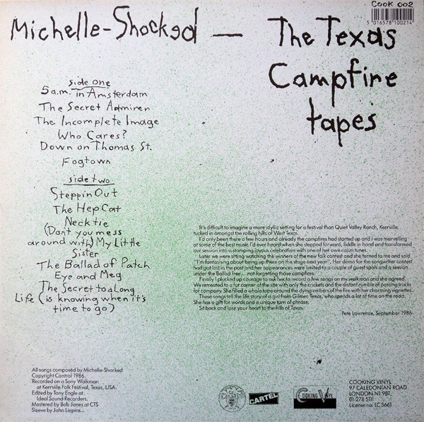 Michelle Shocked - The Texas Campfire Tapes | Cooking Vinyl (COOK 002) - 2 Michelle Shocked - The Texas Campfire Tapes | Cooking Vinyl (COOK 002) - 2