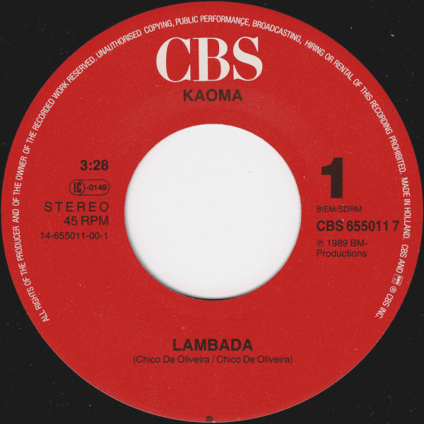 Kaoma - Lambada | CBS (CBS 655011 7) - 3