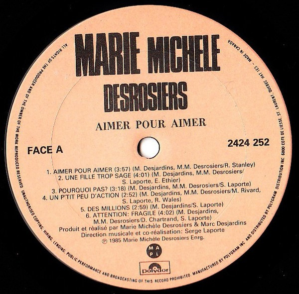 Marie-Michèle Desrosiers - Aimer Pour Aimer [Vinyl] | Polydor (2424 252) - 3