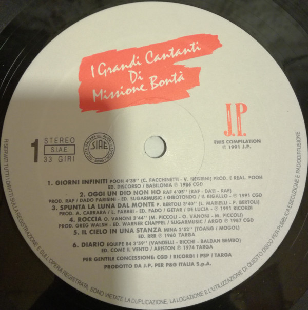Various - I Grandi Cantanti Di Missione Bonta' | J.P. (JPLP 603) - 3